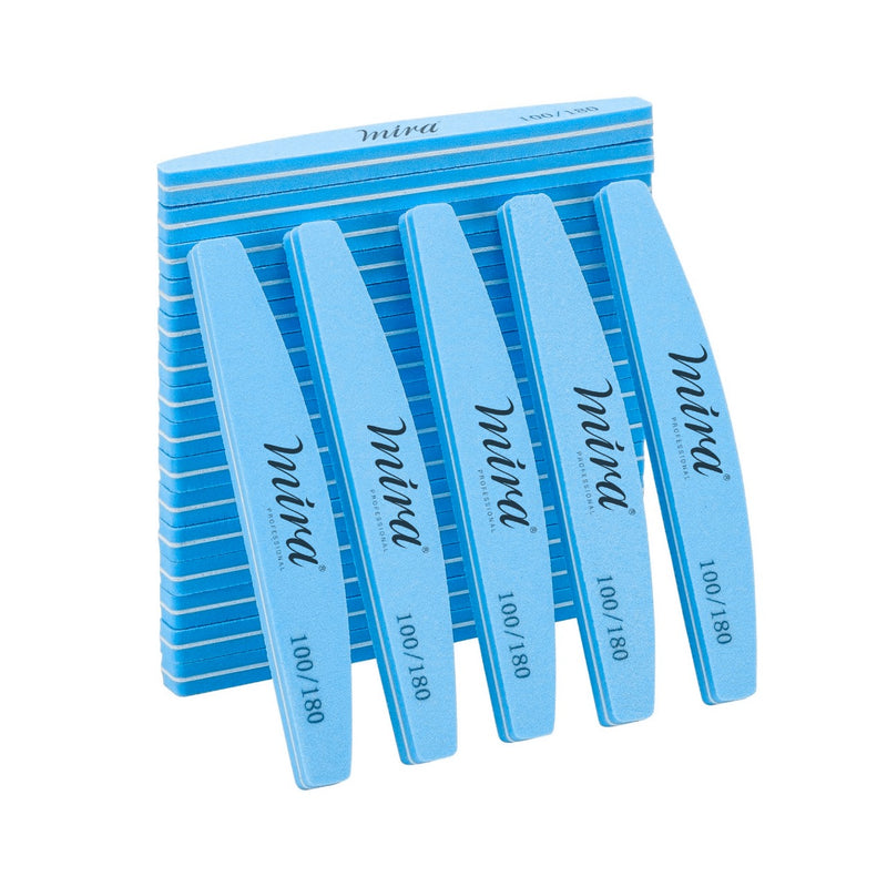 Professional Nail File Half Moon Sponge 704 Blue for Nail Art Design Mira - nail art tools - al basel cosmetics