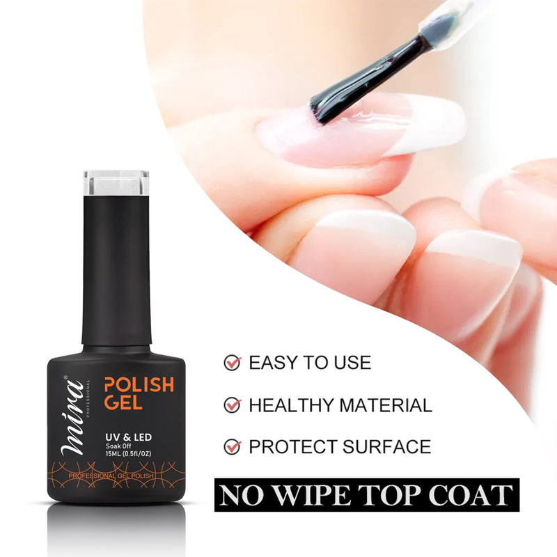 Gel Nail Polish Clear Top Coat 15ml Mira Professional - nail top coat-al basel 