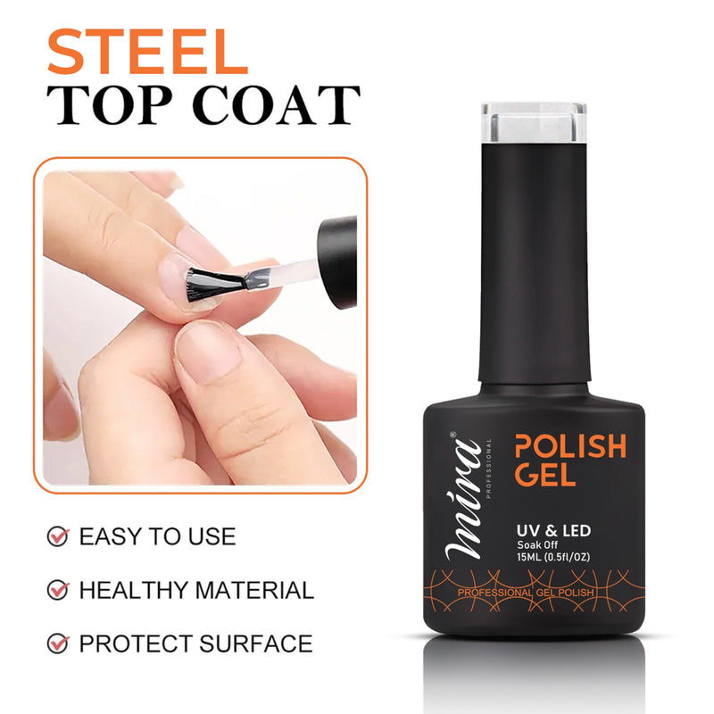 Gel Nail Polish Clear Top Coat 15ml Mira Professional - nail top coat-al basel 