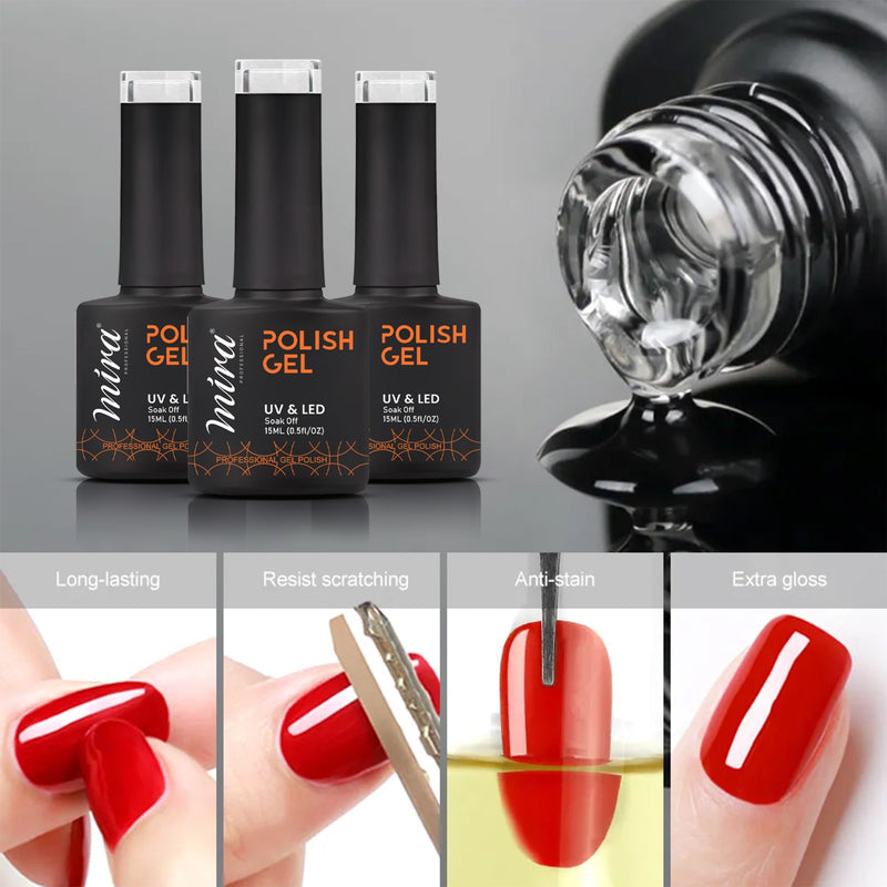 Gel Nail Polish Clear Top Coat 15ml Mira Professional - nail top coat-al basel 