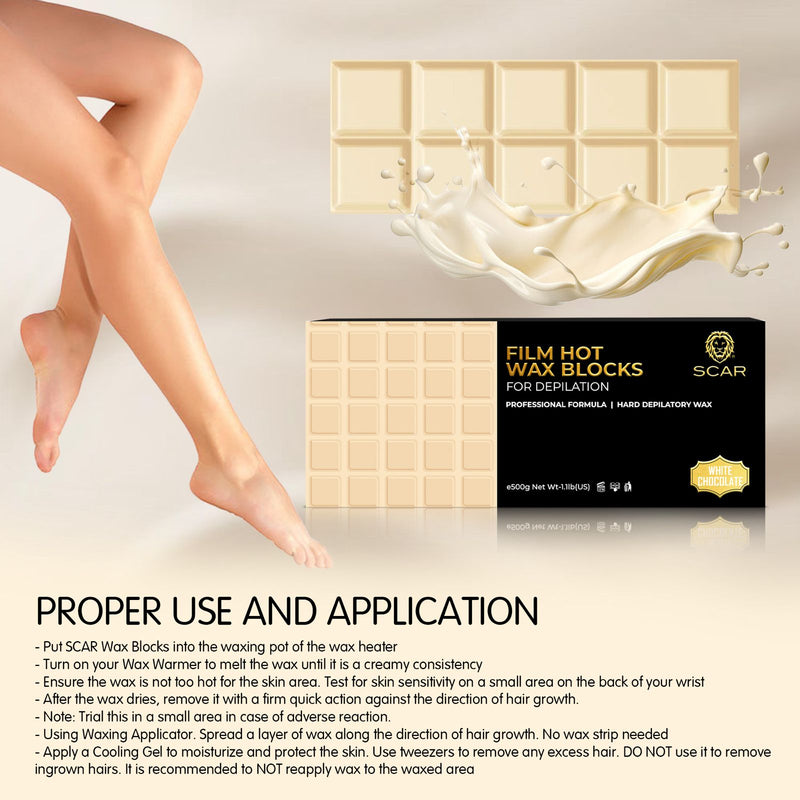 Scar Film Hot Wax Blocks 500g White Chocolate - al basel cosmetics