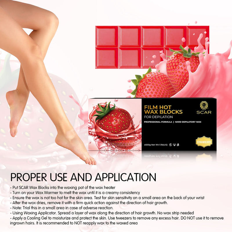 Scar Film Hot Wax Blocks 500g Strawberry - al basel cosmetics