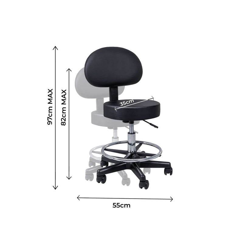 Black Swivel Stool With Backrest & Footrest - al basel cosmetics
