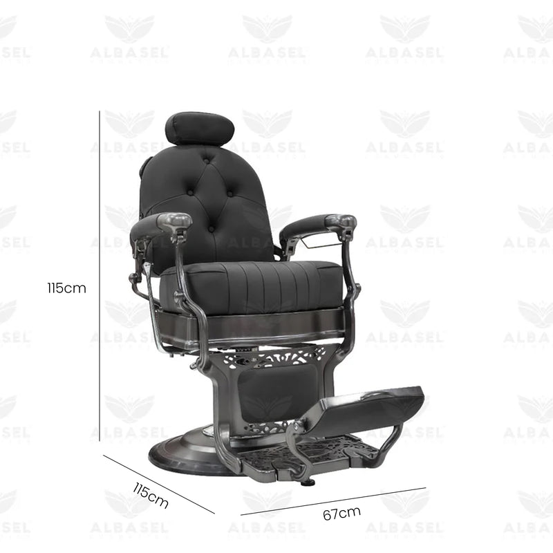 Black Salon Professional Hair Styling Barber Gents Chair - Al Basel Cosmetics - UAE