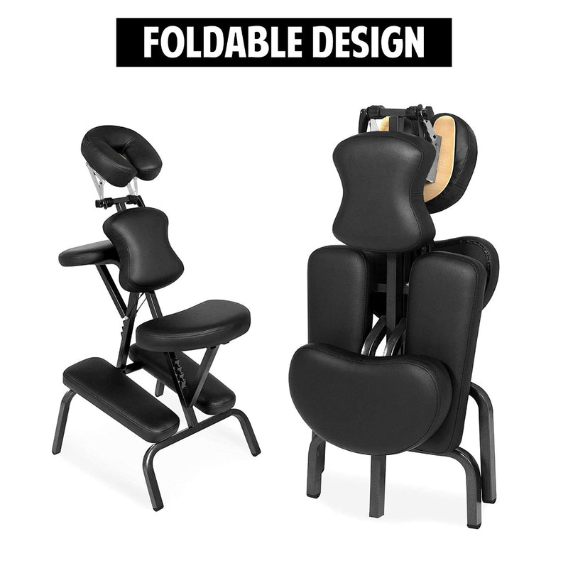 Black Salon Professional Foldable Massage Tattoo Portable Chair - massage chair- tattoo chair - al basel cosmetics 