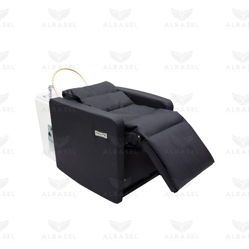 Salon Spa Electric Hair Washing Shampoo Chair with Steamer Black - al basel cosmetics