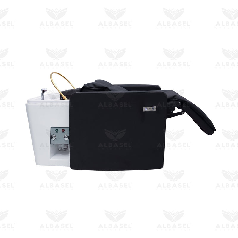 Salon Spa Electric Hair Washing Shampoo Chair with Steamer Black - al basel cosmetics