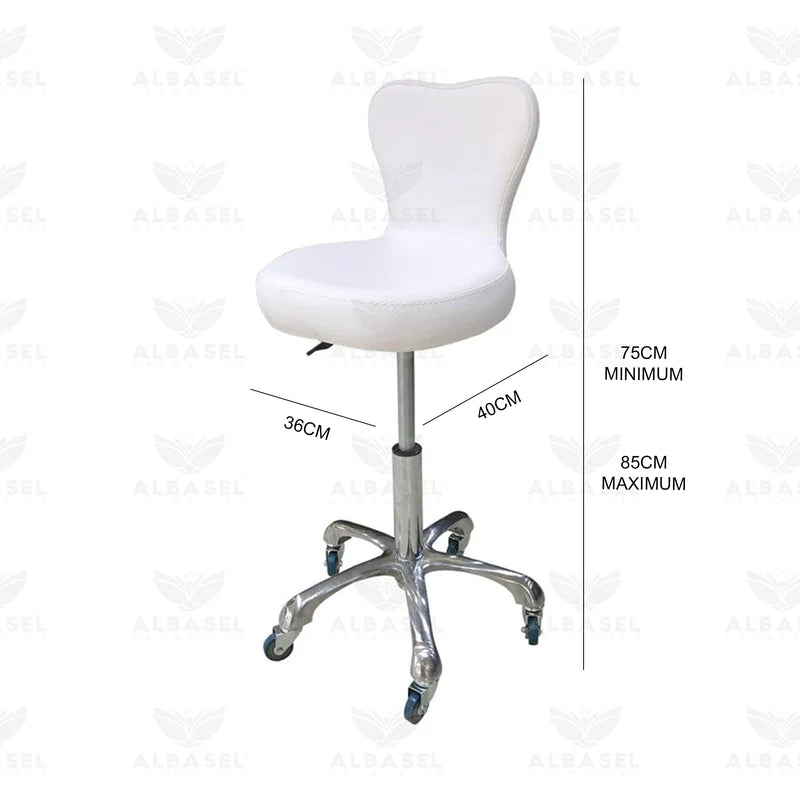 Beauty Salon Adjustable Stool White