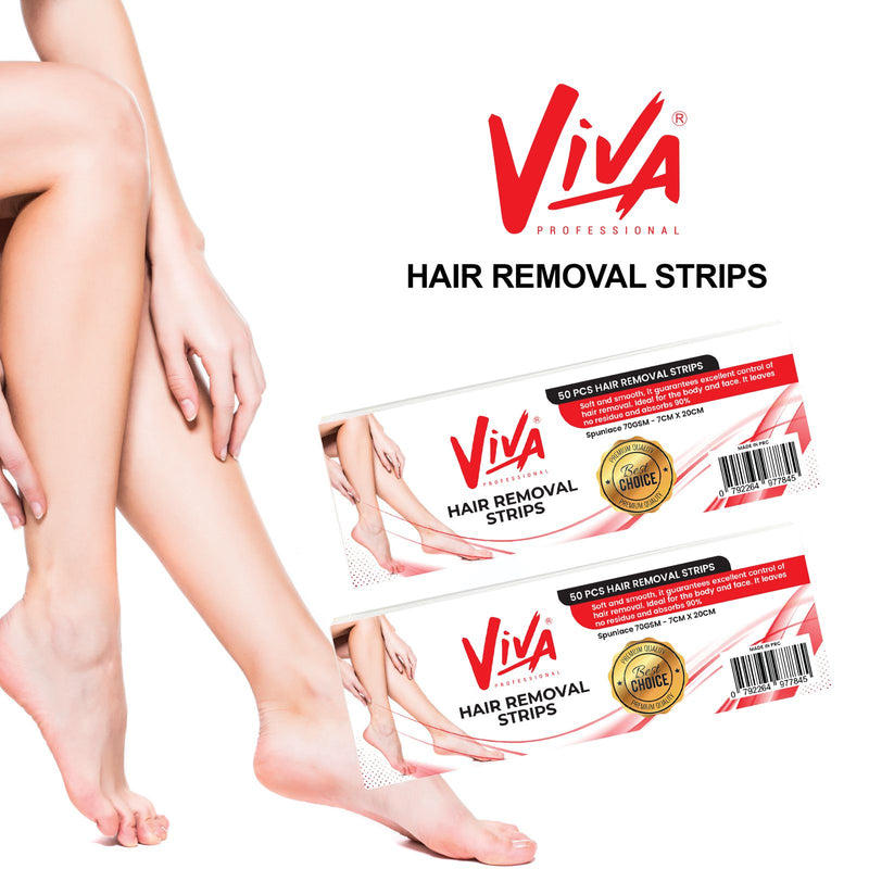 Professional Paper Non-Woven Wax Strips for Hair Removal 50 Pieces Viva - wax hair removal strips - al basel cosmetics