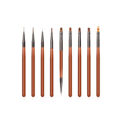 Brushes 9 Pcs Set for Manicure Nail Art Designs - al basel cosmetics