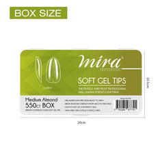 Clear Soft Gel Nail Tips Medium Almond Shape 550pcs per Box Mira -al basel cosmetics
