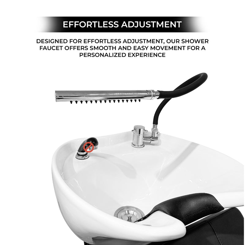 Hair Washing Chair Spa Faucet Shower Set for Water Supply Silver Black - al basel cosmetics