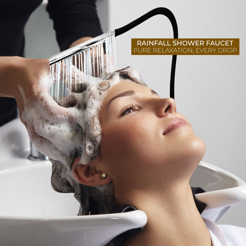 Hair Washing Chair Spa Faucet Shower Set for Water Supply Silver Black - al basel cosmetics