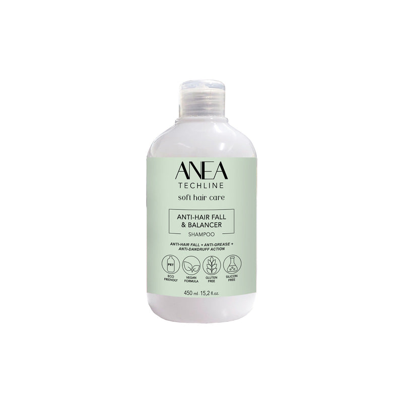 Anea Techline Anti-Hair Fall Balancer Shampoo 450ml - ANEA - Albasel Cosmetics - anti hair fall shampoo - shampoo for hair loss - hair loss treatment shampoo - best anti hair fall shampoo in UAE - Abu Dhabi - أفضل شامبو لتساقط الشعر وتكثيفه