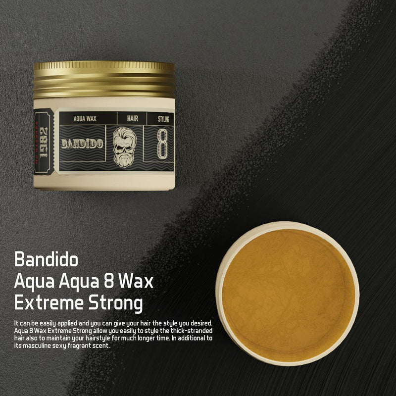 Bandido Aqua 8 Wax Extreme Strong 125ml- hairwax- hairstyling- aqua wax- bandido- albasel cosmetics- Sharjah