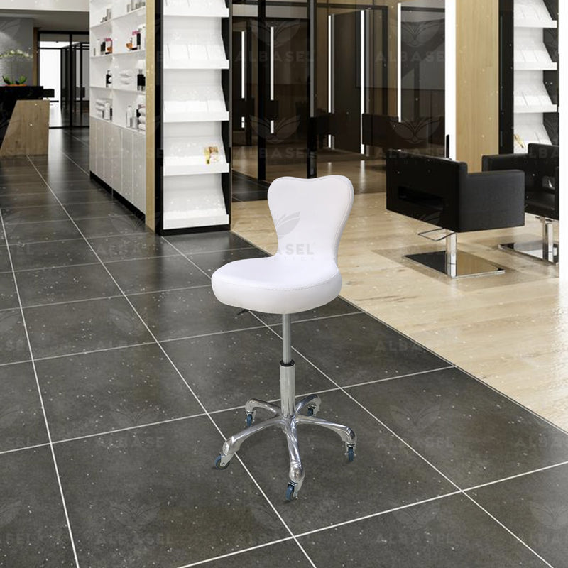 Beauty Salon Adjustable Stool White