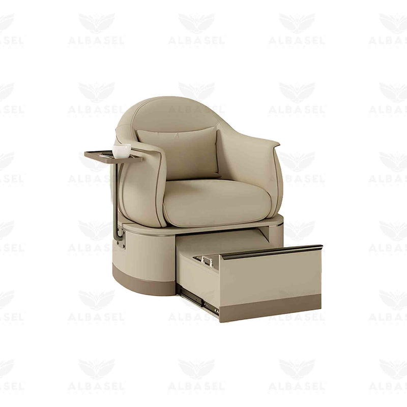 Beige Color Salon Spa Pedicure Chair with Sliding Basin - pedicure station - pedicure chair - salon furniture - salon chair - al basel cosmetics