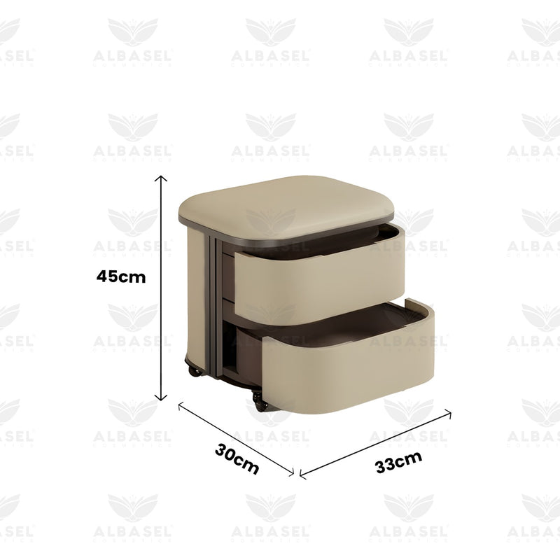 Beige Color Salon Spa Stool with 2 Tier Storage Shelves- salon stool - al basel cosmetics