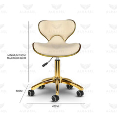 Cream & Gold Salon Spa Stool with swivel - Al Basel Cosmetics - UAE