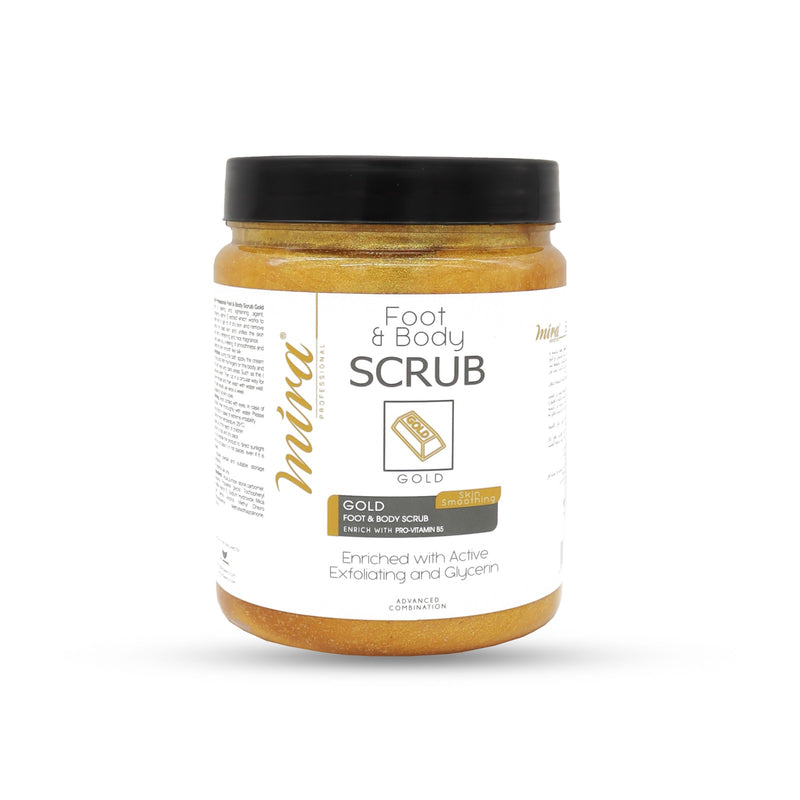 Mira Body & Foot Scrub Gold 1000ml - Albasel cosmetics - foot scrub - body scrub - food and body scrub - feet scrub - scrub for feet - UAE - Mira