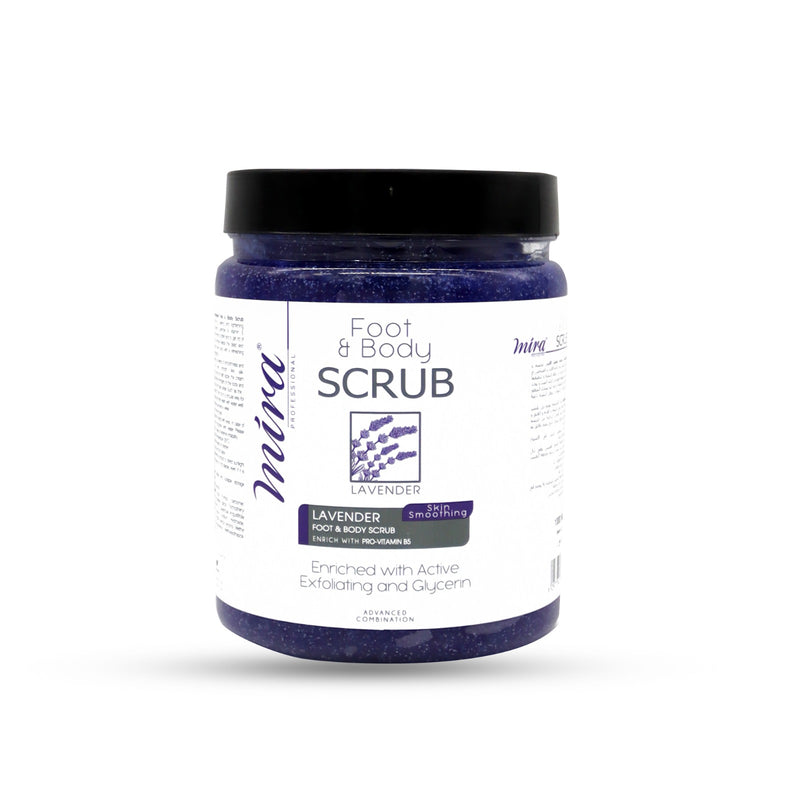 Mira Body & Foot Scrub Lavender 1000ml - Albasel Cosmetics - foot scrub - body scrub - food and body scrub - feet scrub - scrub for feet - UAE - Mira