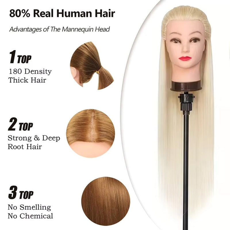 Mold with Long Hair for Hair Styling Training Head - al basel cosmetics