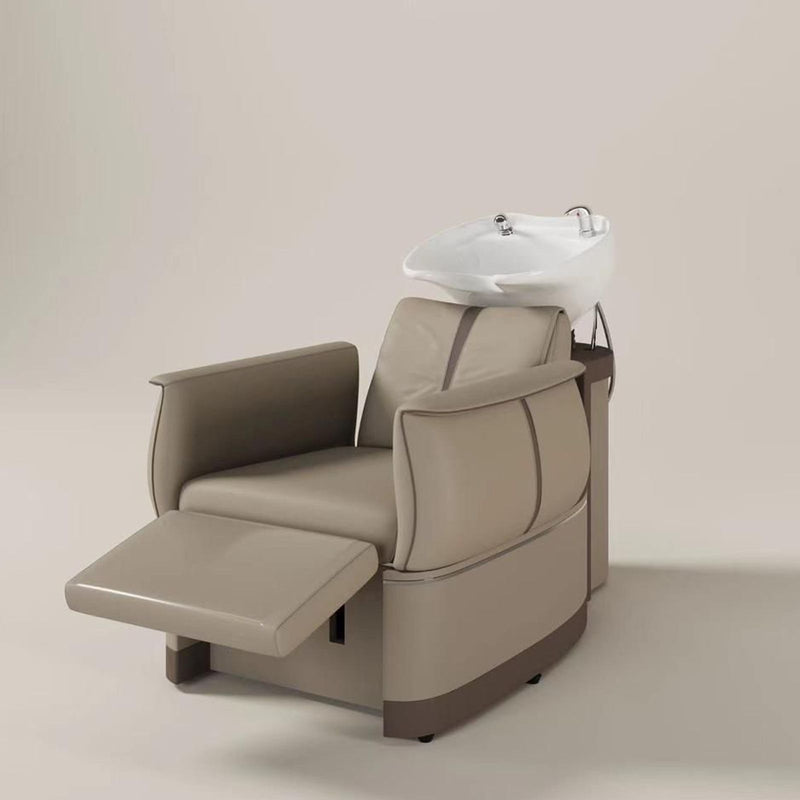 Hair Washing Shampoo Chair Beige Color for Salon Spa - Electric reclining hair washing chair for Salon Spa Saudi Arabia - Hair washing chair Bahrain - Al Basel Cosmetics - UAE