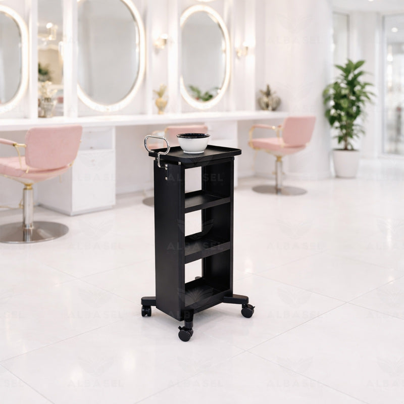 Professional Salon & Spa Metal Trolley with Multi-Tier Storage and 360° Silent Wheels - Metal framed trolley - Al Basel Cosmetics - UAE