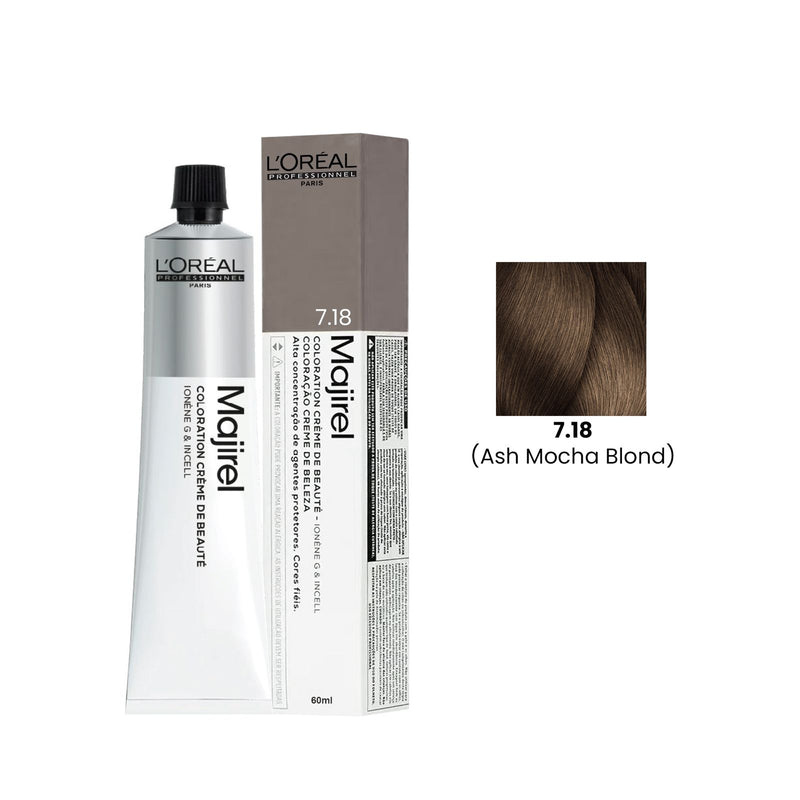 Hair Color Majirel 60ml 7.18 Ash Mocha Blond Loreal Professional - Hair color majirel - Majirel professional hair color - Al Basel Cosmetics - Loreal UAE