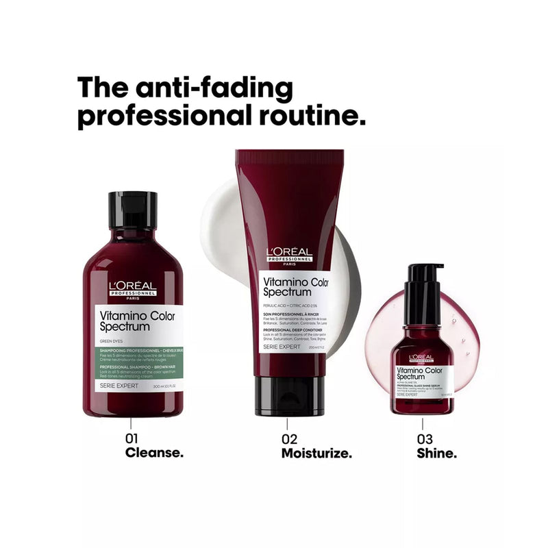 Vitamino Color Spectrum Green Shampoo 300ml – Anti-Red Undertones Neutralizing Formula | L’Oréal Professionnel - Al Basel Cosmetics - Loreal Vitamino Color Spectrum Green Shampoo