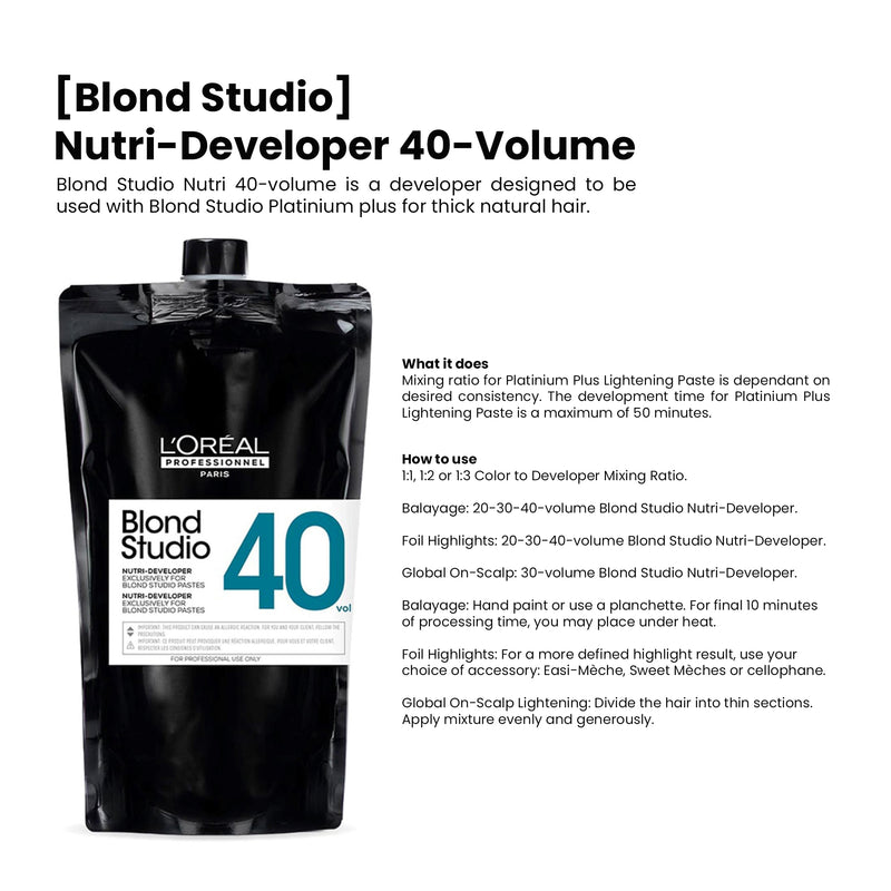 Blond Studio 40 Vol Nutri Developer 1 Liter Pouch Loreal Professional-al basel cosmetics