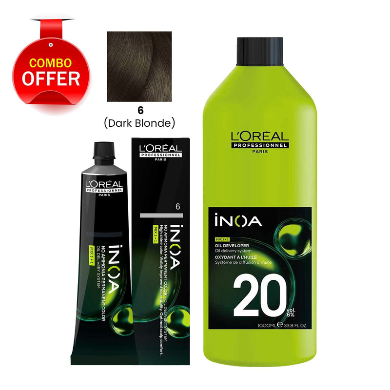 Loreal Professional iNOA Hair Color 60g 6 Dark Blonde-iNOA hair color- loreal UAE- Al basel