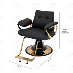 Luxurious Black & Gold Hairdressing Chair for Ladies Beauty Salon - Hair styling chair UAE - Al basel Cosmetics