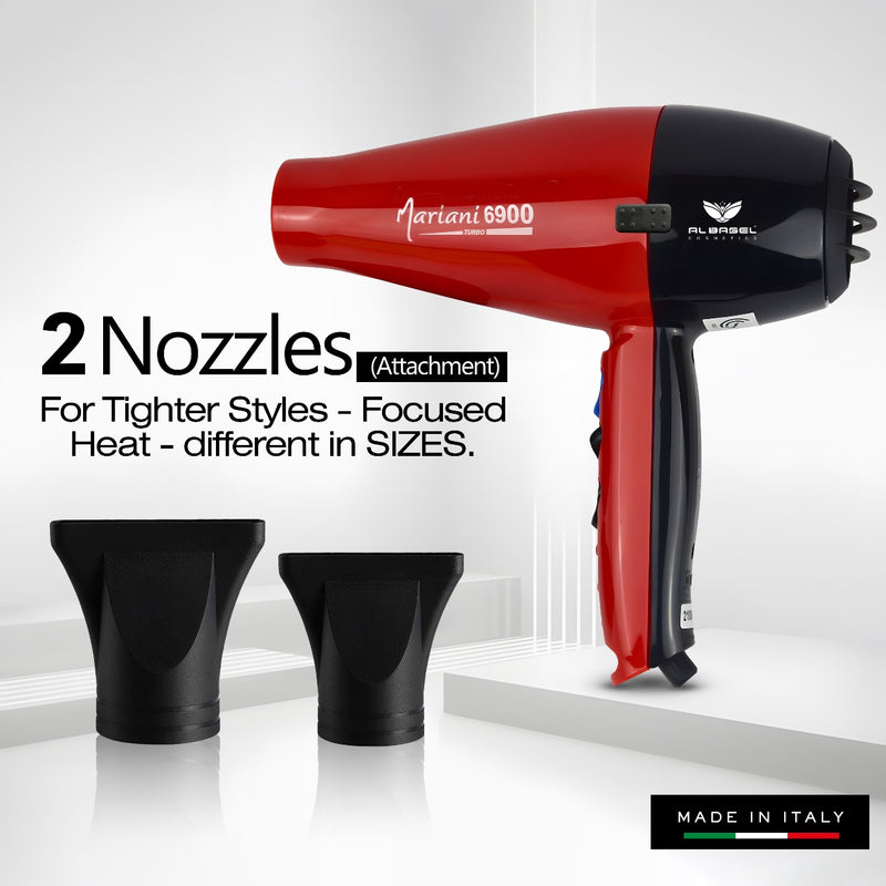 Hair Dryer 6900 Turbo 2500W - al basel cosmetics - hair styling tools - hair care - hair styling equipment - dryer for curly hair - Mariani - offer sale - UAE - red hair dryer - hair dryer - best hair dryer - professional hair dryer - hair salon hair dryer - professional hairstyling tools