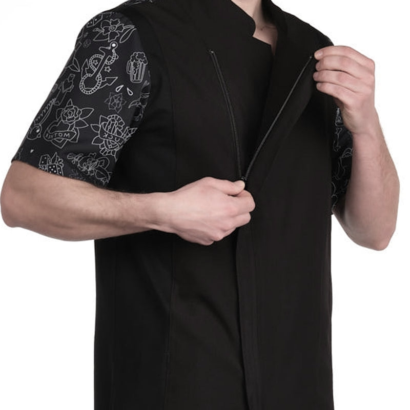 Stylish Men Barber Salon Apron Uniform Black with Pockets-Al Basel