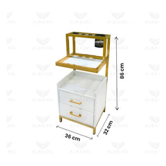 Modern Salon Trolley Gold & White - al basel cosmetics