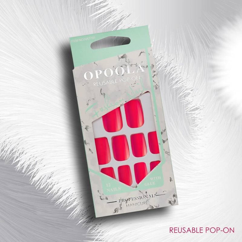 Opoola Pop On Reusable 12 Nails with Glue