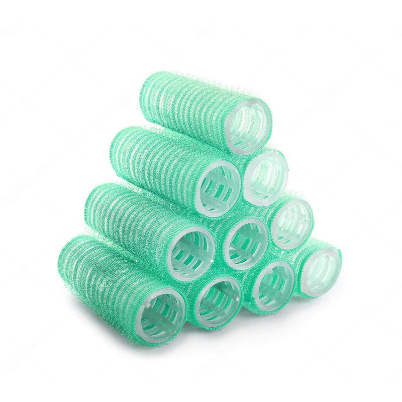 Plastic Self Grip Hair Rollers Green 10pcs