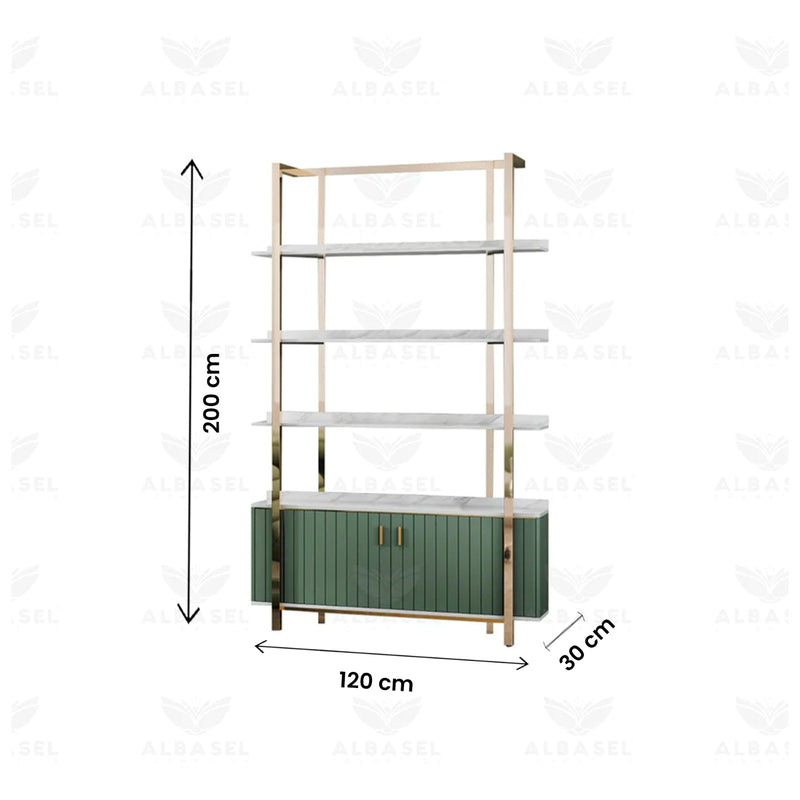 Product Shelf Green Color - Gold Frame - albasel