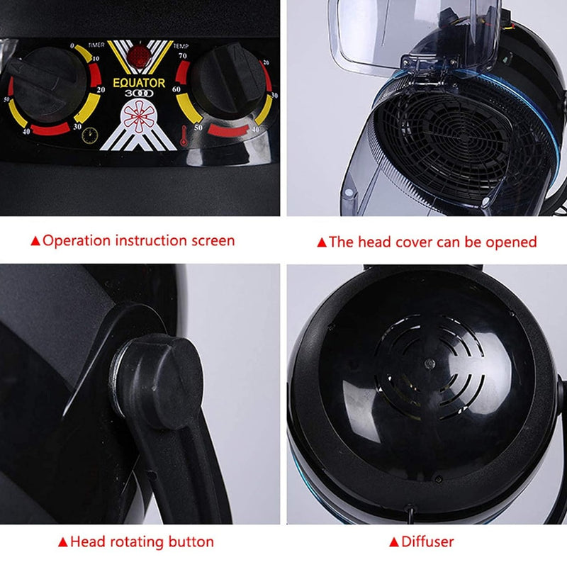 Professional Black Hooded Hair Dryer Stand Machine for Salon Spa – Adjustable, Portable & Efficient - professional hair dryer stand machine for salon spa - salon hair dryer equipment - Al Basel - UAE - Salon - Spa equipments - مجفف شعر