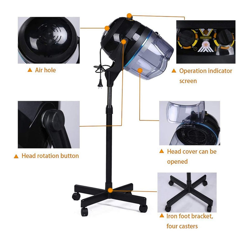 Professional Black Hooded Hair Dryer Stand Machine for Salon Spa – Adjustable, Portable & Efficient - professional hair dryer stand machine for salon spa - salon hair dryer equipment - Al Basel - UAE - Salon - Spa equipments - مجفف شعر