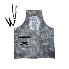 Grey Barber Leather Apron Cape for Professional Salon B8208 8-barber cape-apron-albasel cosmetics