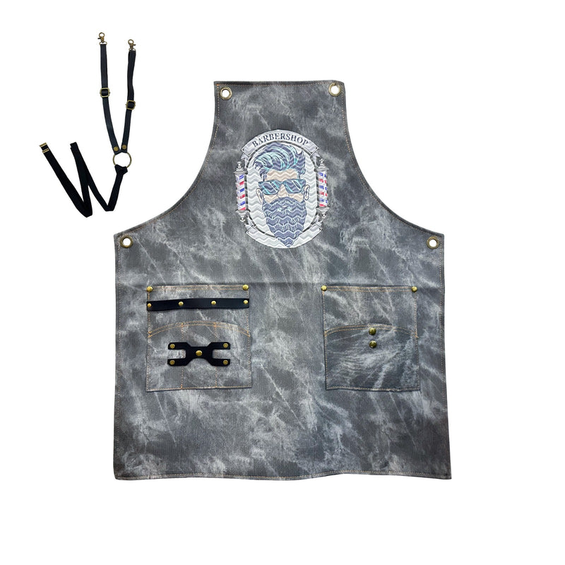 Grey Barber Leather Apron Cape for Professional Salon B8208 8-barber cape-apron-albasel cosmetics