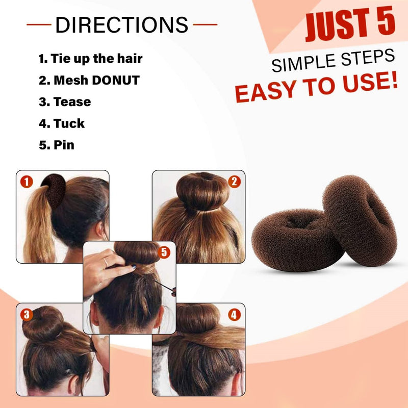 Salon Spa Professional Hair Donut for Hair Styling 6pcs Package Brown - hair donut - al basel cosmetics