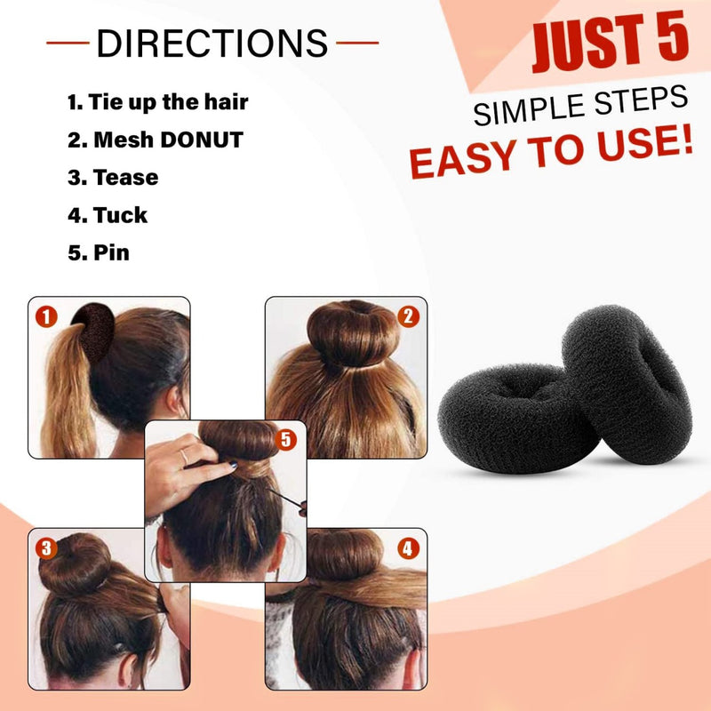 Salon Spa Professional Hair Donut for Hair Styling 6pcs Package black- al basel cosmetics