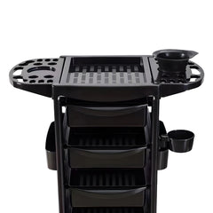 Black Plastic Salon Trolley with Drawers & Rolling Wheels | Multi-Function Organizer - plastic salon trolley - salon trolley Saudi Arabia - Make up trolley Oman - Barber Trolley Qatar