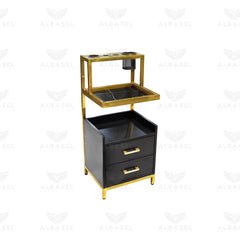 Matte Black and Gold Modern Salon Trolley - al basel cosmetics