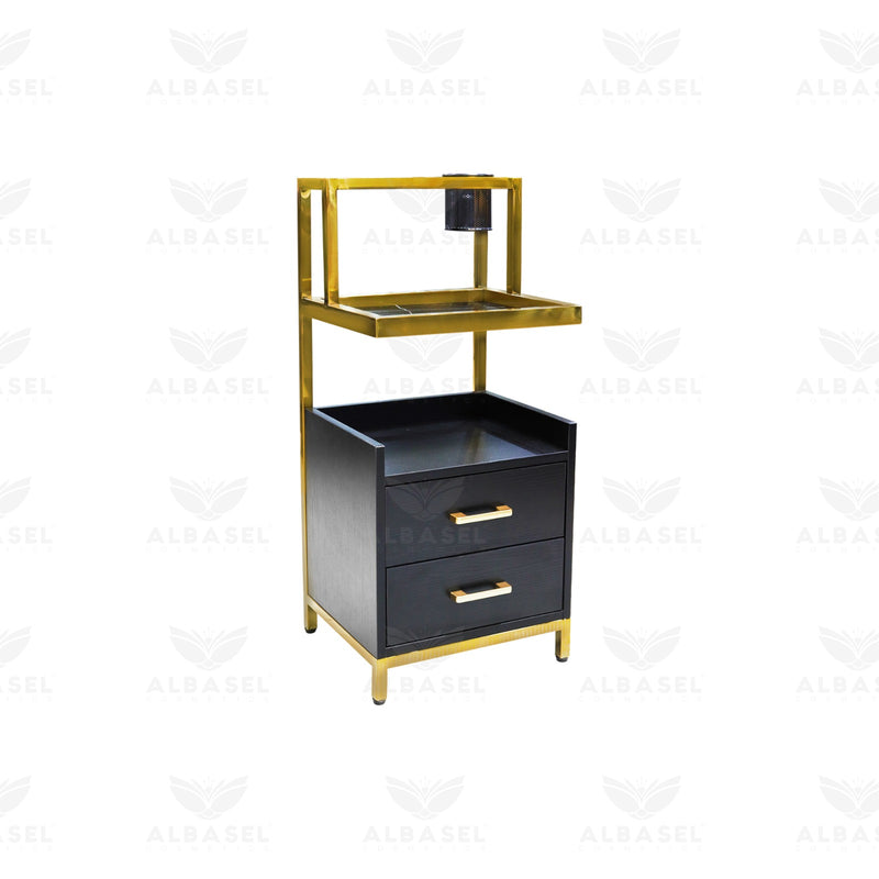 Matte Black and Gold Modern Salon Trolley - al basel cosmetics