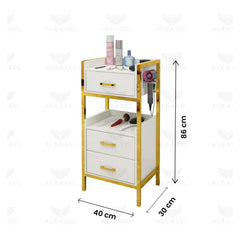 Salon Hairdressing Trolley White golden - al basel cosmetics