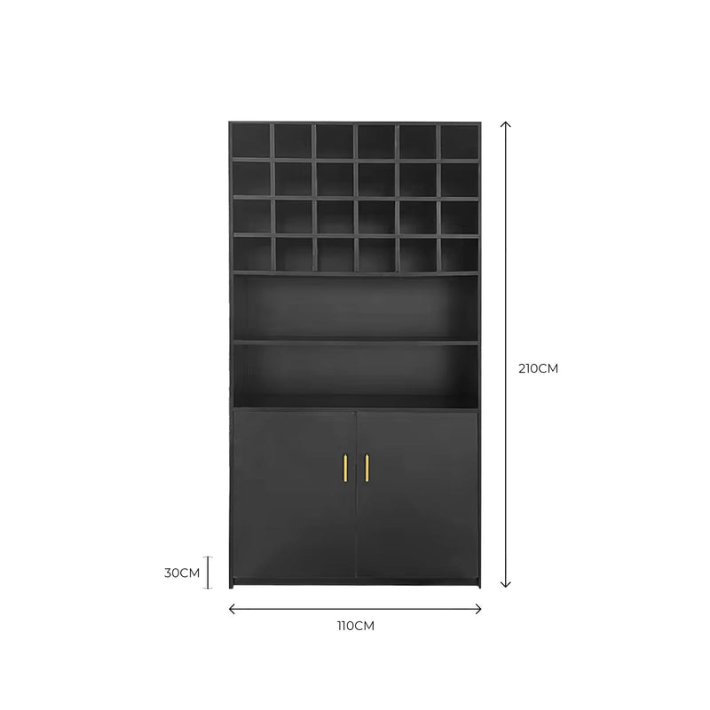 Wooden Storage Wardrobe Cabinet Black for Salon Spa - al basel cosmetics